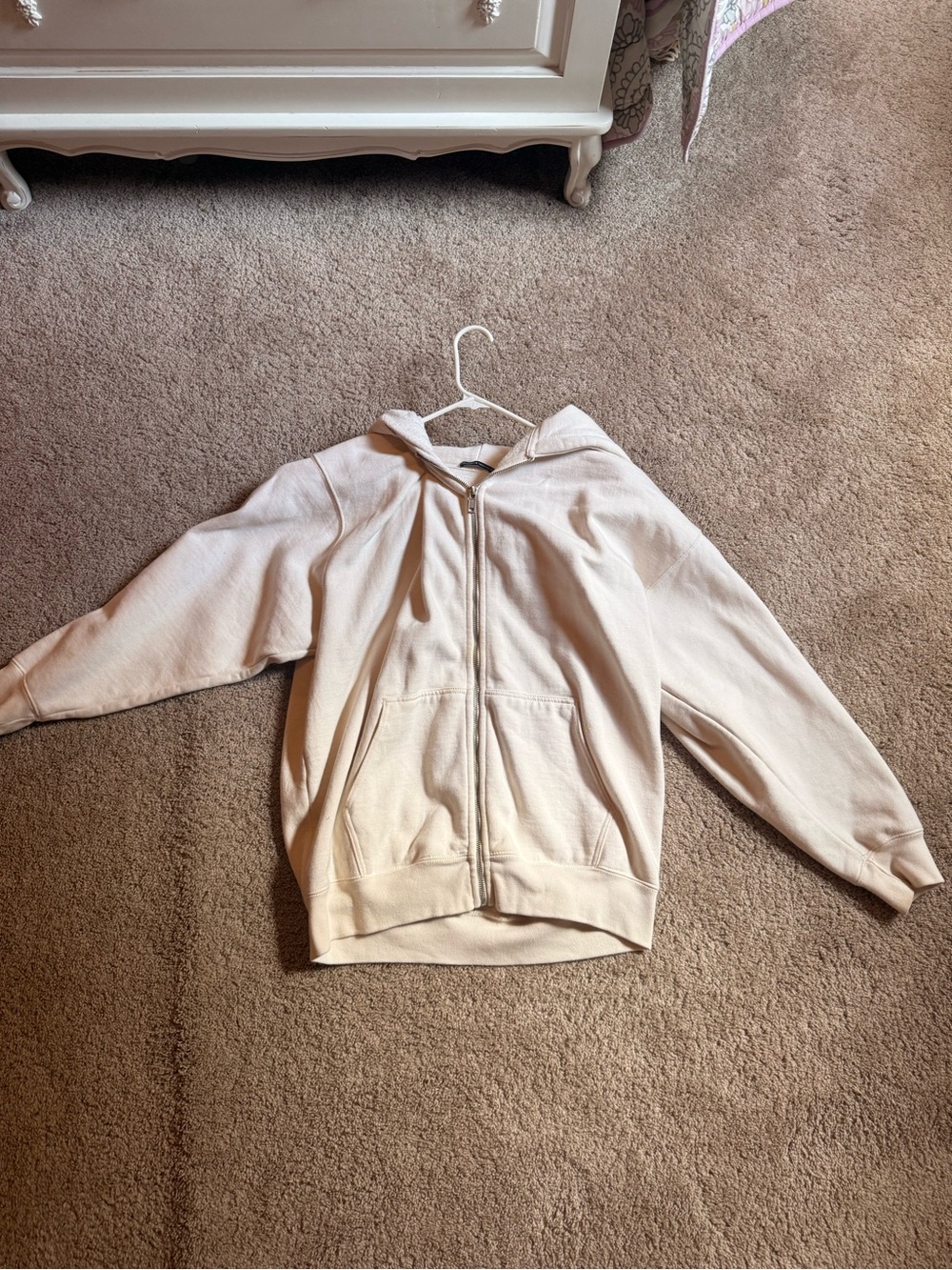 Brandy Melville Cream Zip-Up Hoodie Jacket